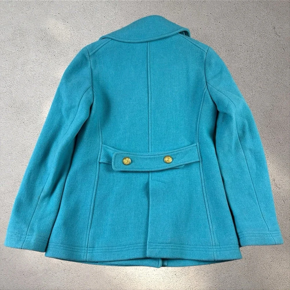 J. Crew Wool Stadium Cloth by Nello Gori Majesty Peacoat Turquoise Aqua Sz 2 - Picture 5 of 7